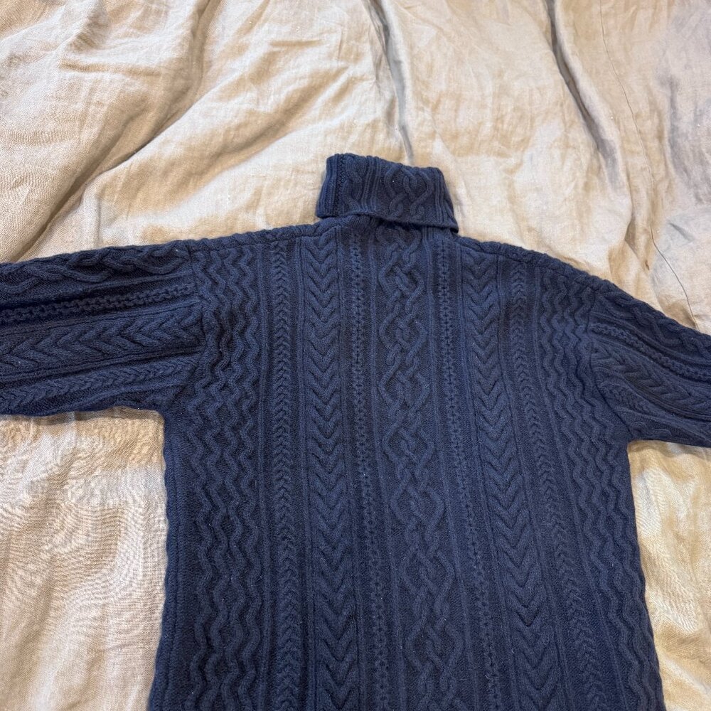 Ralph Lauren Collection Cable-Knit Turtleneck Merino Wool & Cashmere – Inky Navy - Picture 2 of 8